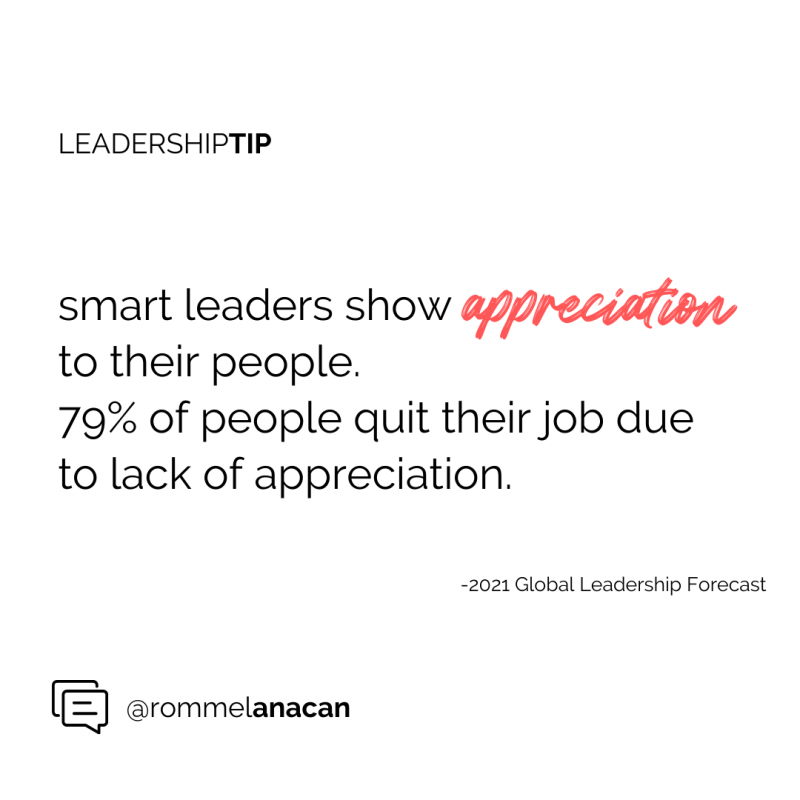 Leadership is always such a hot button issue, and for good reason. And while leadership can be a complex issue (after all, people are complex, which means that leading people can be complicated!) one of the most powerful (yet often overlooked) things you can do to improve your leadership effectiveness is to SHOW APPRECIATION to the people you lead. When YOU do this, it motivates your people to perform at their highest levels and helps you to retain them.⁠And, oh BTW...showing appreciation is FREE. ????