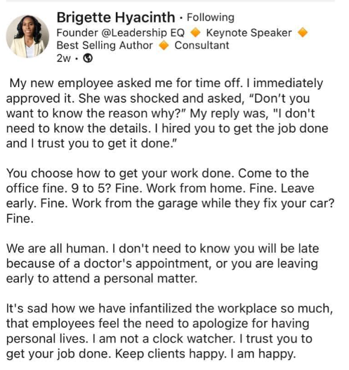 Rant- A company with a high employee turn over is a company who does not care to give employees a Life Balance, mentorship, development and believes they can always find someone else who will allow their bad management. READ BELOW! I want to work for her.