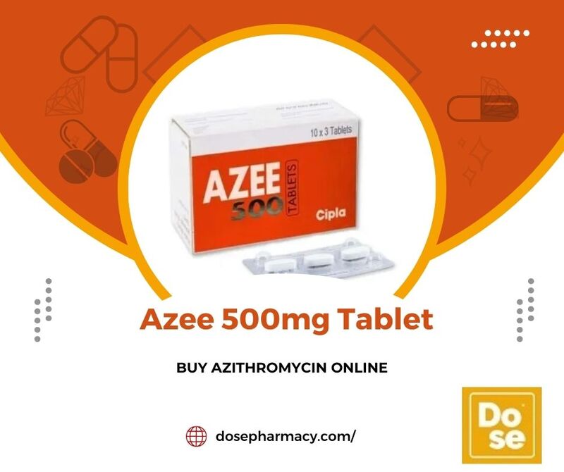 Azee 500 from dosepharmacy is a widely used antibiotic containing azithromycin as its active ingredient. Belonging to the macrolide class of antibiotics, it is prescribed to treat a range of bacterial infections, including respiratory tract infections, skin infections, ear infections, and certain sexually transmitted diseases. Known for its broad-spectrum activity, Azee 500 works by inhibiting bacterial protein synthesis, effectively stopping bacterial growth. Typically taken as a once-daily dose, its convenience and efficacy make it a common choice among healthcare providers. However, it is essential to use Azee 500 only under medical guidance, as inappropriate use can lead to antibiotic resistance or unwanted side effects.